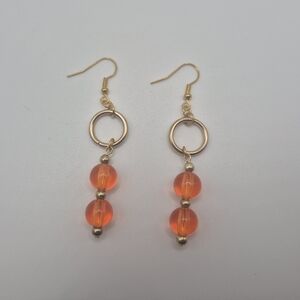 Beaded Gold and Orange Earrings